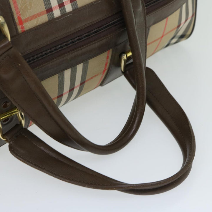 BURBERRYSs Nova Check Boston Bag Canvas Beige Auth ep3345