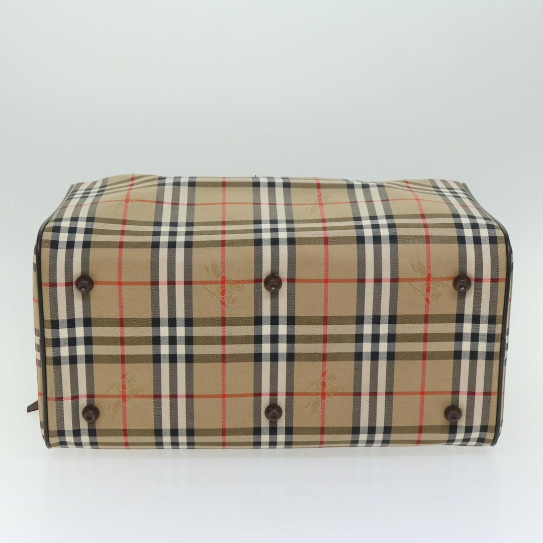 BURBERRYSs Nova Check Boston Bag Canvas Beige Auth ep3345