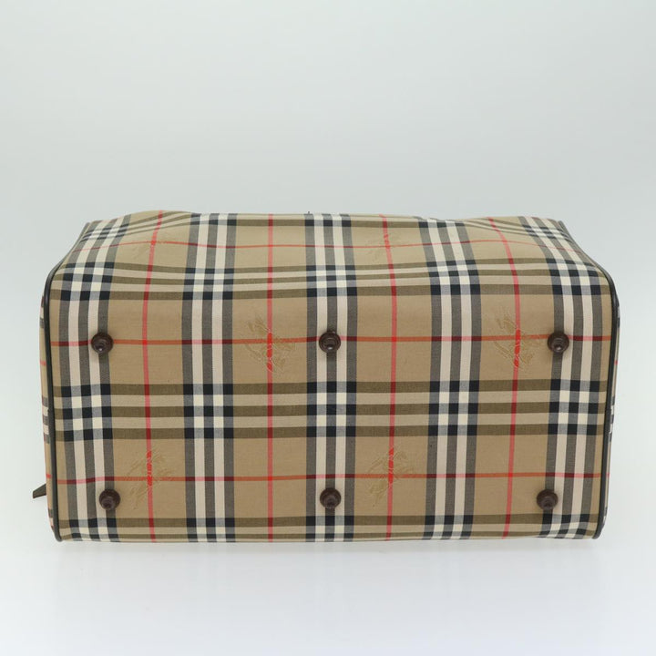 BURBERRYSs Nova Check Boston Bag Canvas Beige Auth ep3345