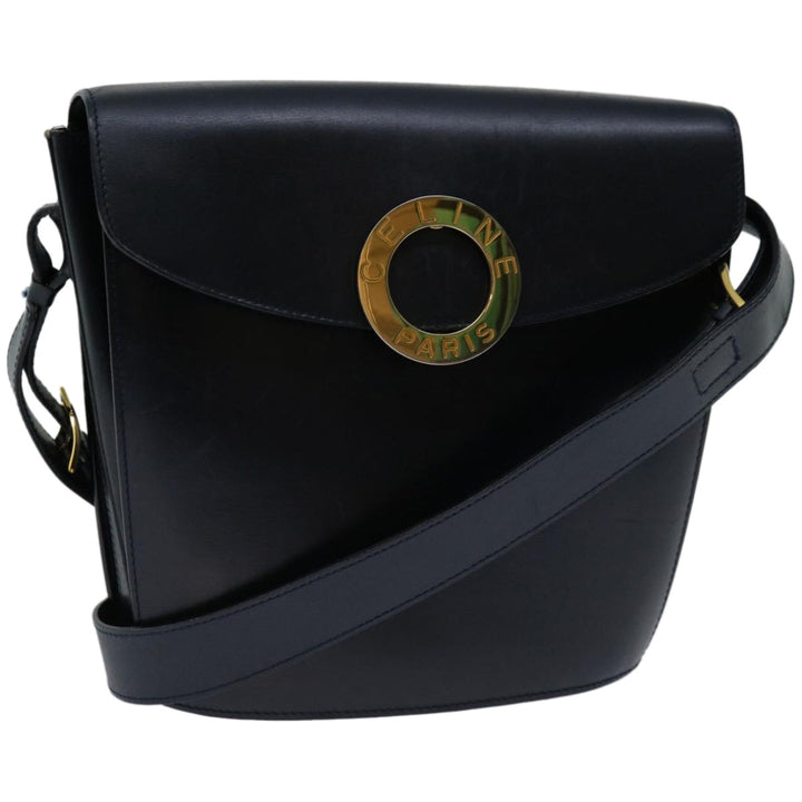 Celine Shoulder Bag Leather Navy Auth ep3396