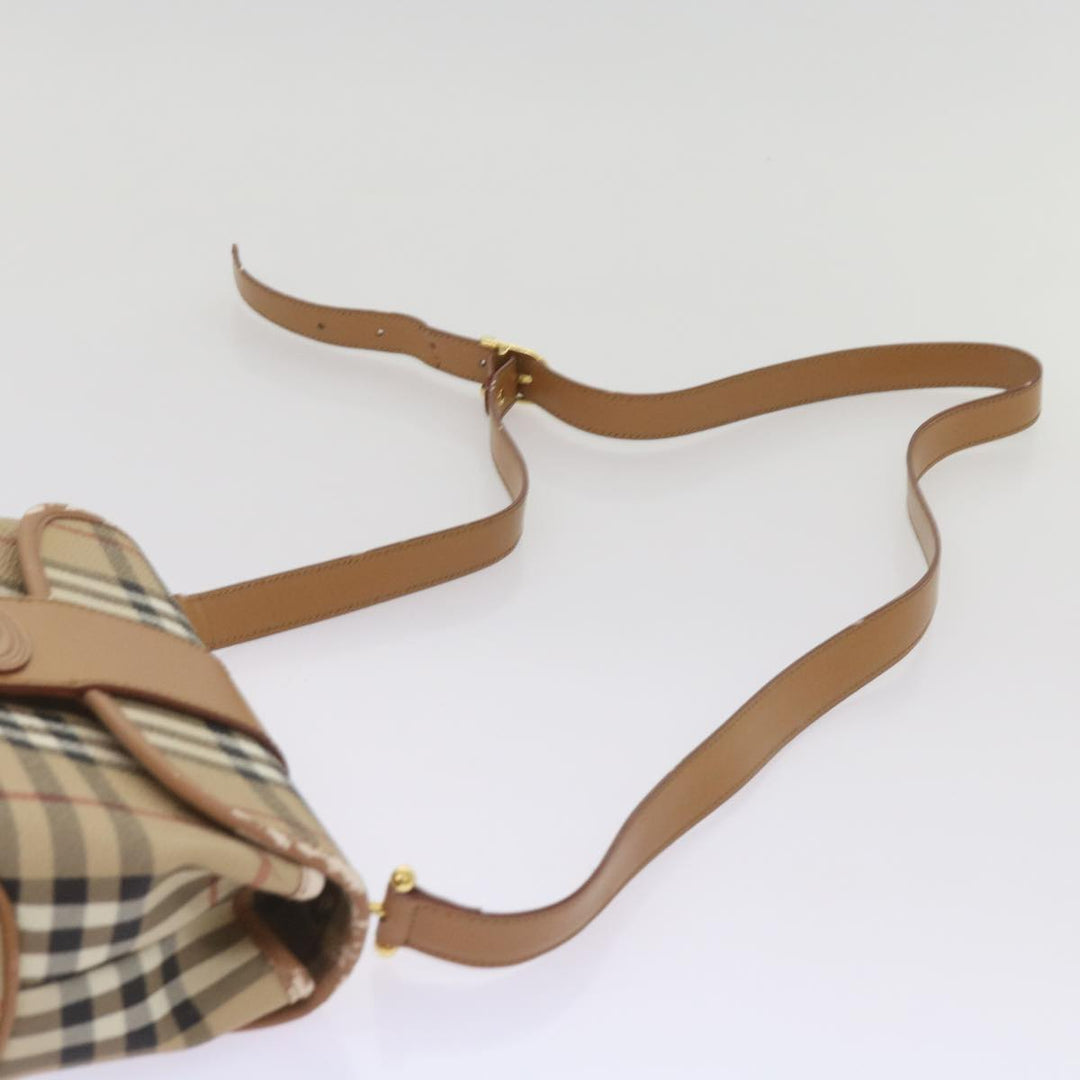 BurberrySs Nova Check Shoulder Bag PVC Leather Beige Auth ep3552