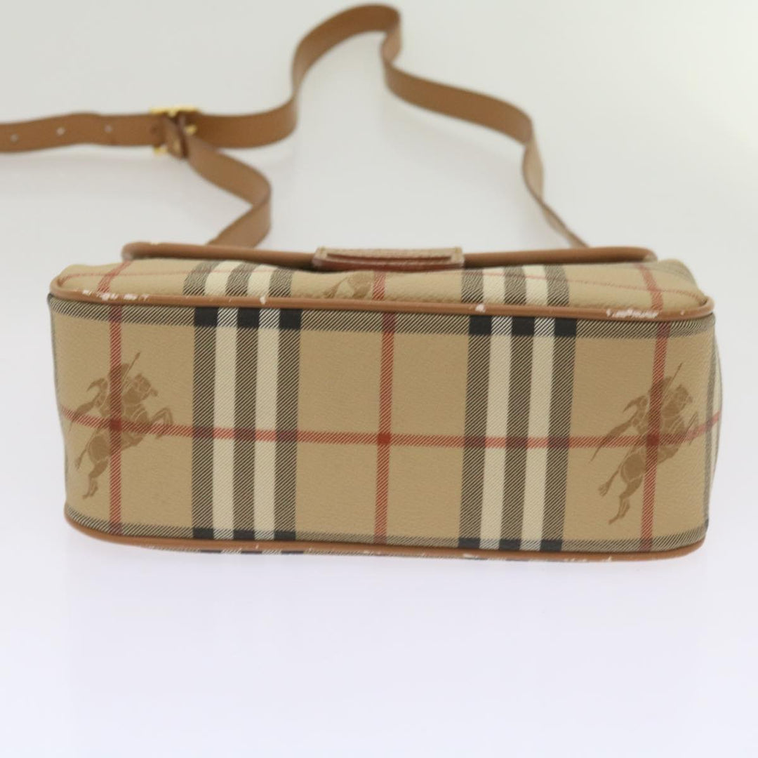 BurberrySs Nova Check Shoulder Bag PVC Leather Beige Auth ep3552