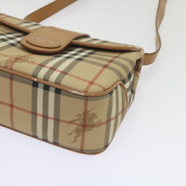 BurberrySs Nova Check Shoulder Bag PVC Leather Beige Auth ep3552