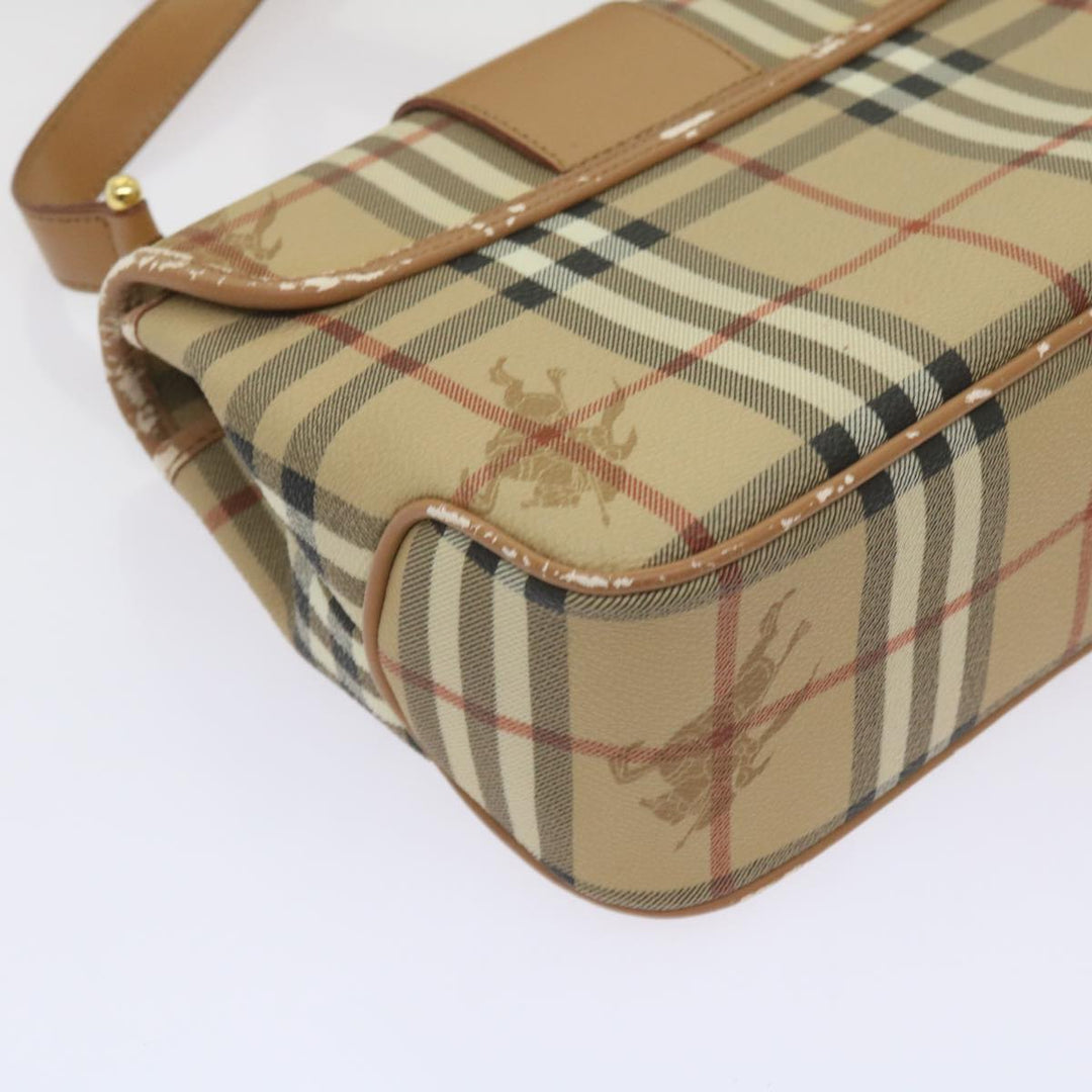 BurberrySs Nova Check Shoulder Bag PVC Leather Beige Auth ep3552