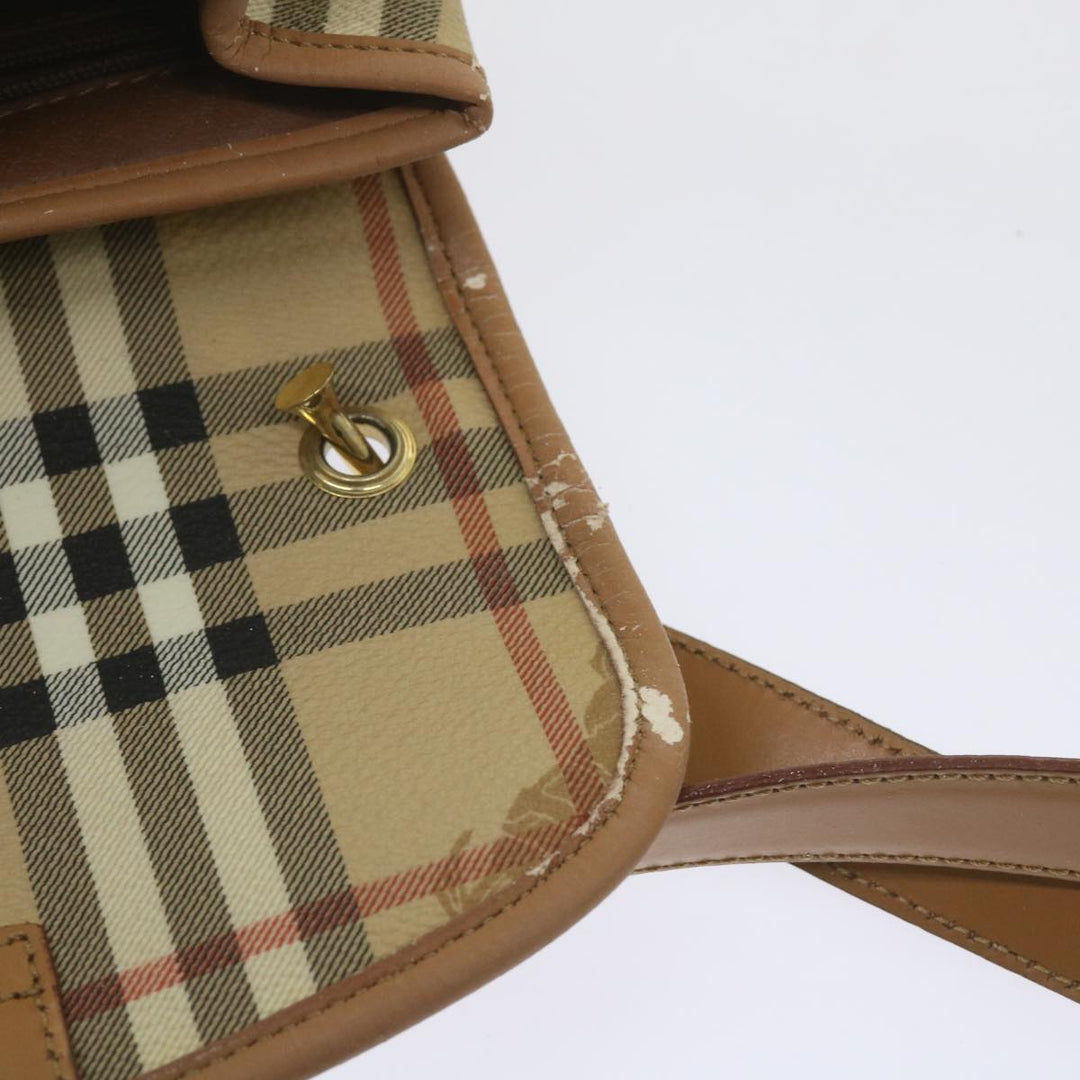 BurberrySs Nova Check Shoulder Bag PVC Leather Beige Auth ep3552