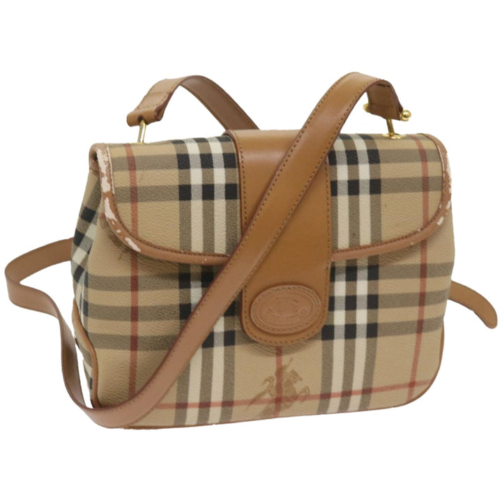 BurberrySs Nova Check Shoulder Bag PVC Leather Beige Auth ep3552