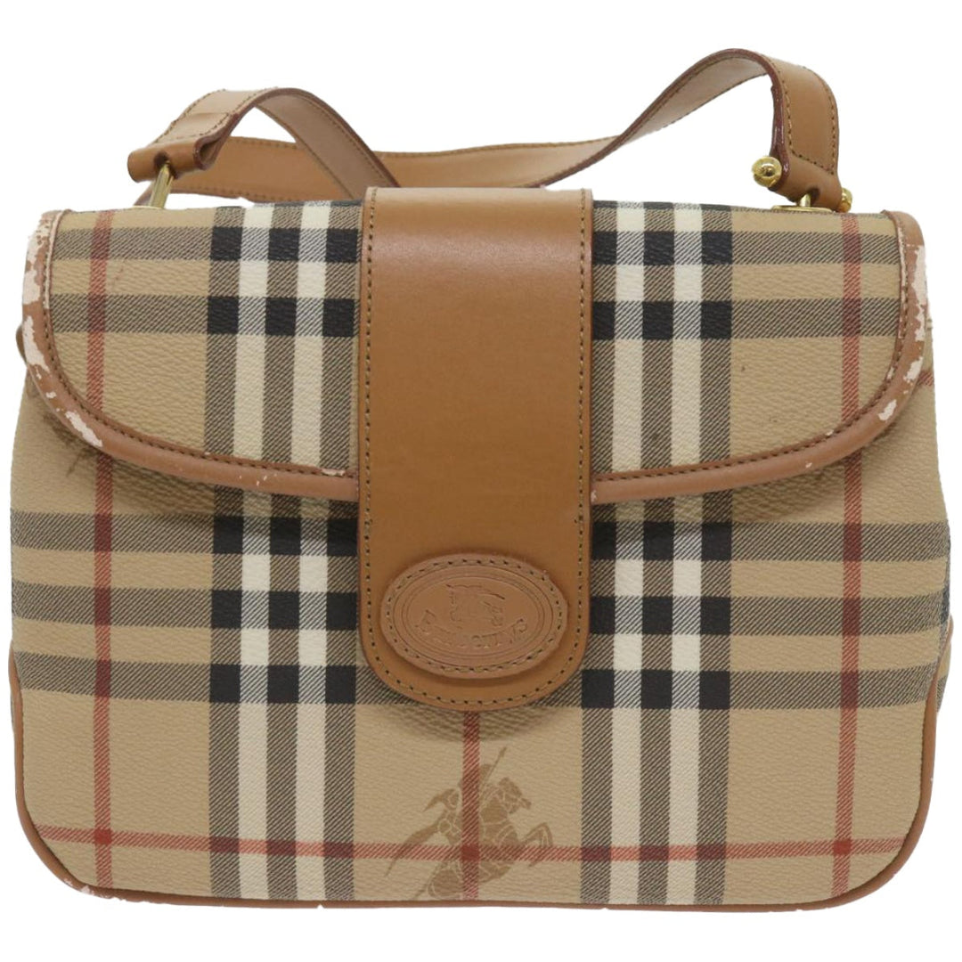 BurberrySs Nova Check Shoulder Bag PVC Leather Beige Auth ep3552