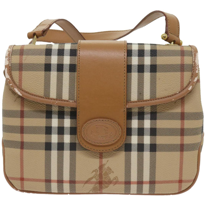 BurberrySs Nova Check Shoulder Bag PVC Leather Beige Auth ep3552