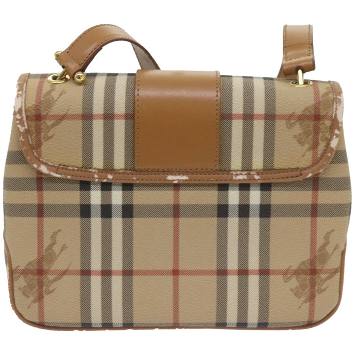 BurberrySs Nova Check Shoulder Bag PVC Leather Beige Auth ep3552