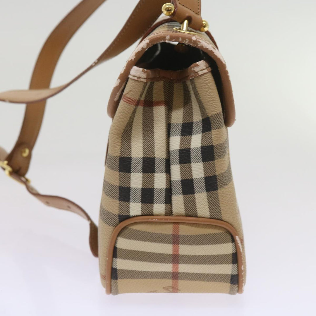 BurberrySs Nova Check Shoulder Bag PVC Leather Beige Auth ep3552