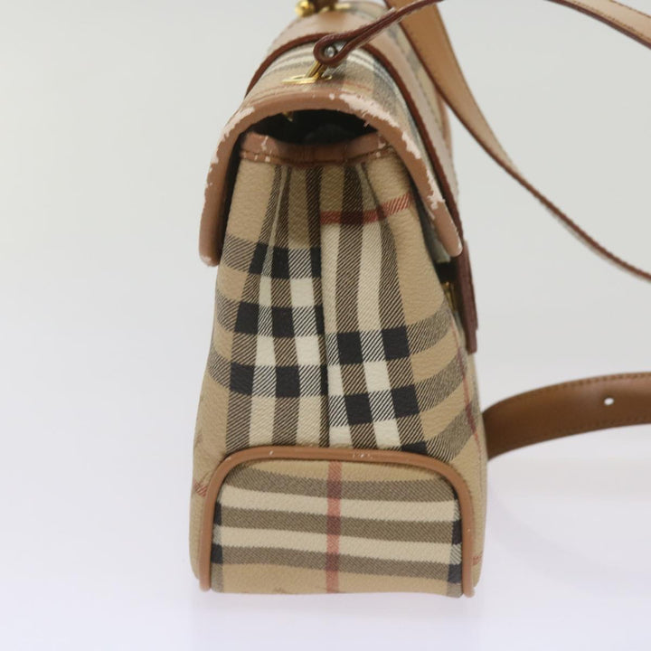 BurberrySs Nova Check Shoulder Bag PVC Leather Beige Auth ep3552