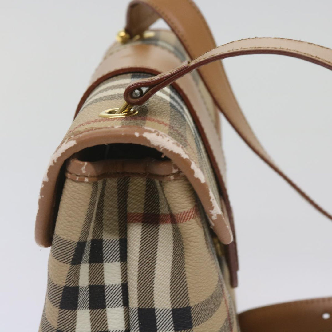 BurberrySs Nova Check Shoulder Bag PVC Leather Beige Auth ep3552