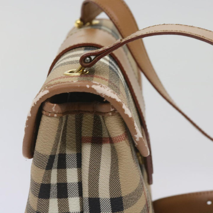 BurberrySs Nova Check Shoulder Bag PVC Leather Beige Auth ep3552