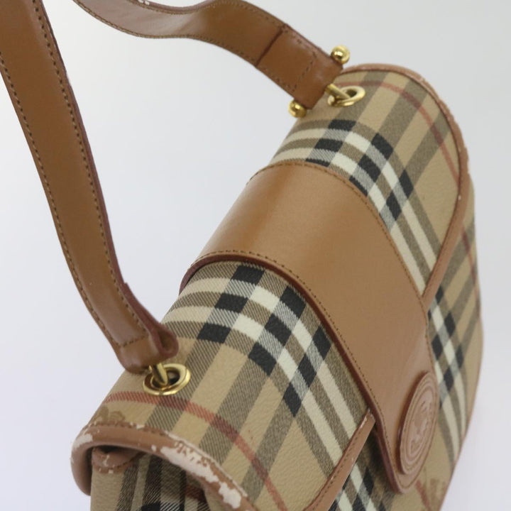 BurberrySs Nova Check Shoulder Bag PVC Leather Beige Auth ep3552