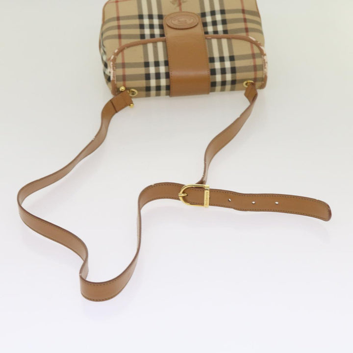 BurberrySs Nova Check Shoulder Bag PVC Leather Beige Auth ep3552