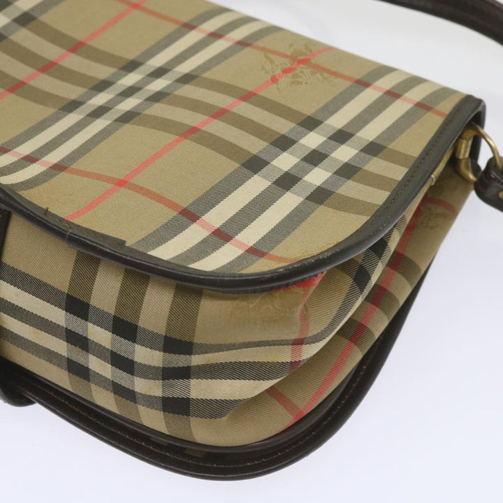 BURBERRYSs Nova Check Shoulder Bag Canvas Beige Auth ep3556