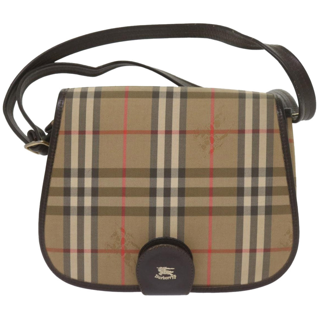 BURBERRYSs Nova Check Shoulder Bag Canvas Beige Auth ep3556