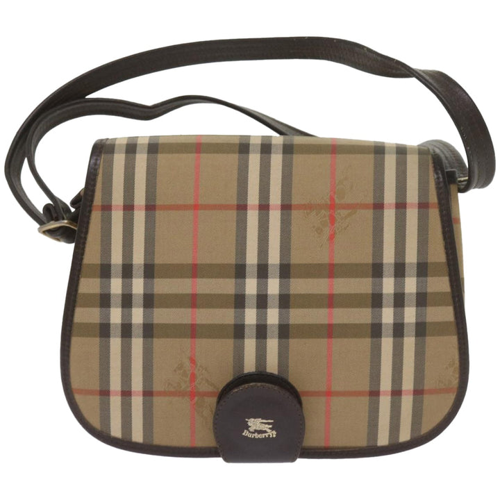 BURBERRYSs Nova Check Shoulder Bag Canvas Beige Auth ep3556