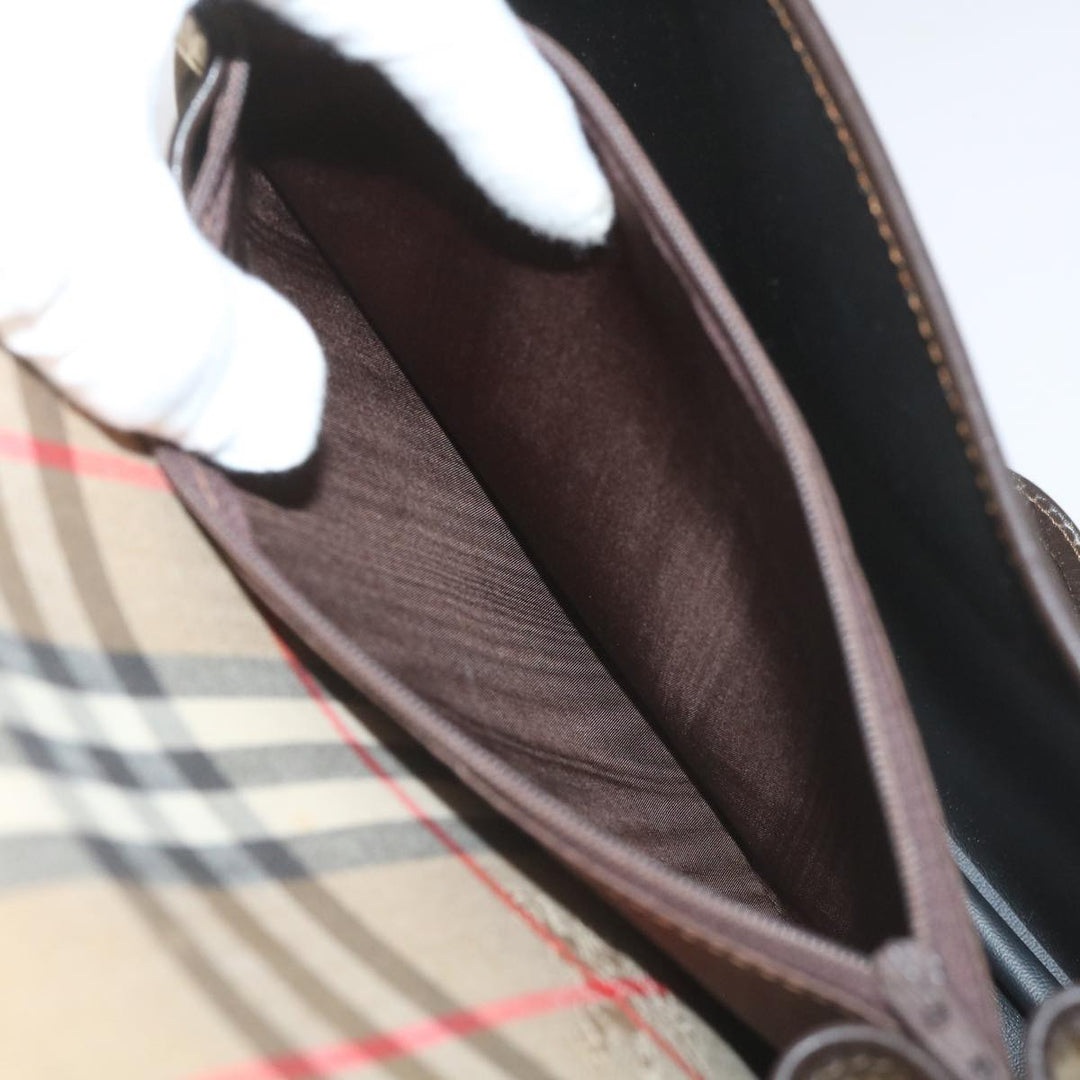 BURBERRYSs Nova Check Shoulder Bag Canvas Beige Auth ep3556
