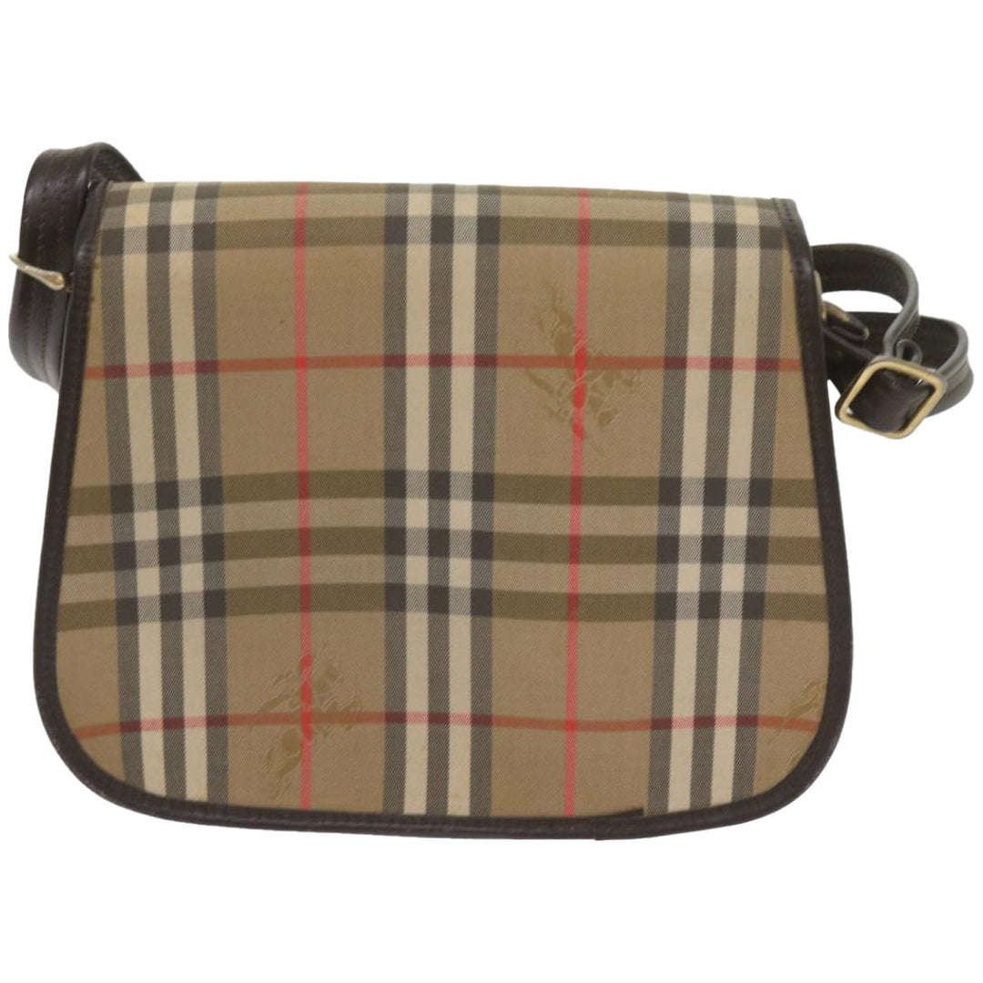 BURBERRYSs Nova Check Shoulder Bag Canvas Beige Auth ep3556