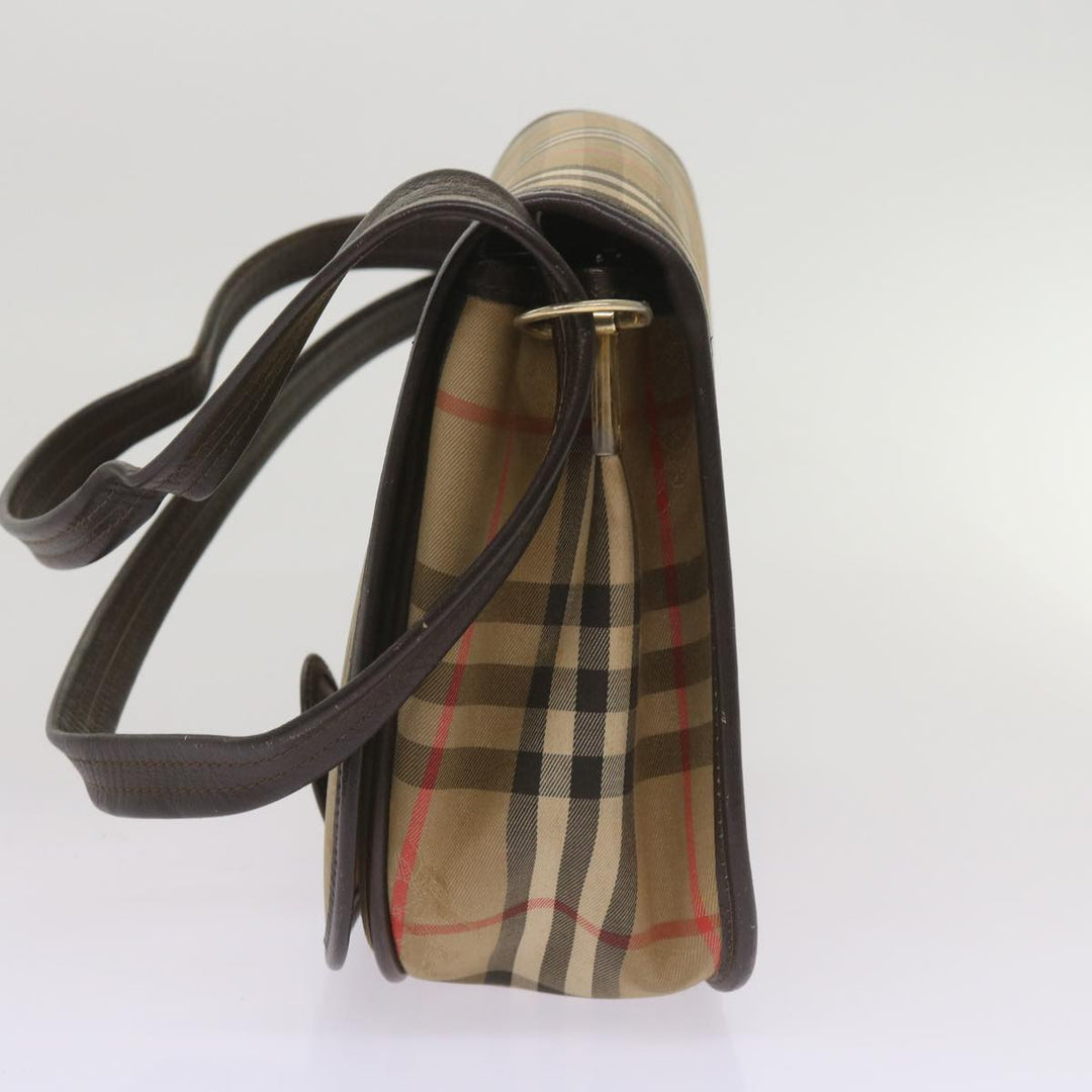 BURBERRYSs Nova Check Shoulder Bag Canvas Beige Auth ep3556