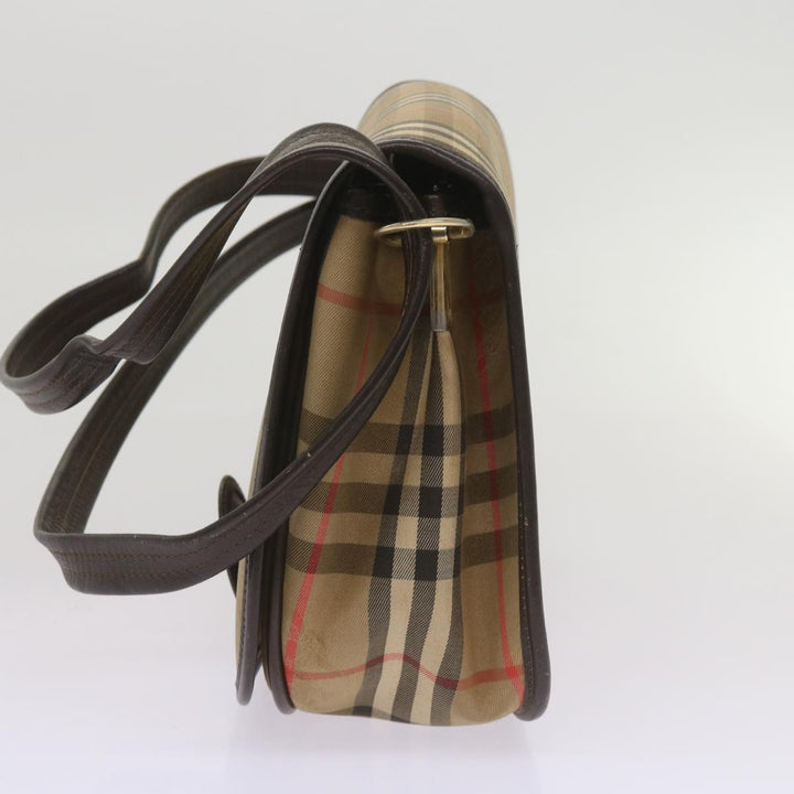 BURBERRYSs Nova Check Shoulder Bag Canvas Beige Auth ep3556