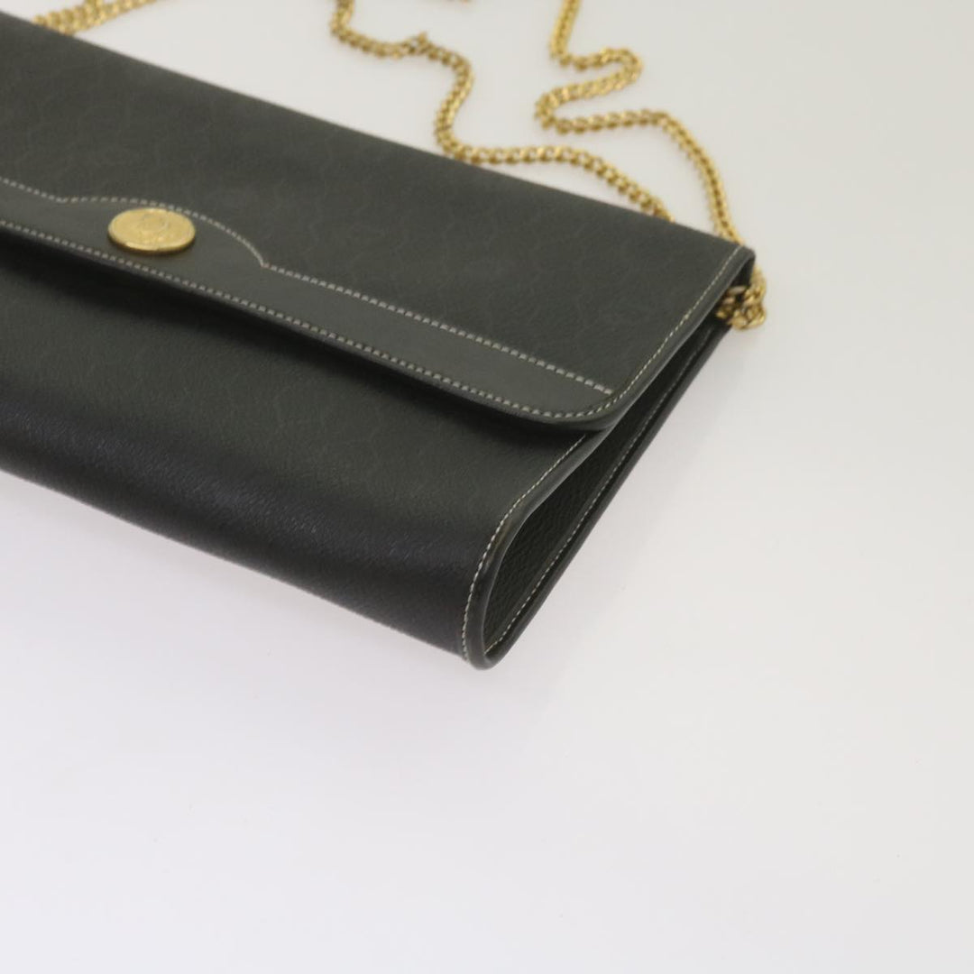 CHRISTIAN Top quality Dior Honeycomb Canvas Chain Shoulder Bag PVC Leather Black Auth ep3566
