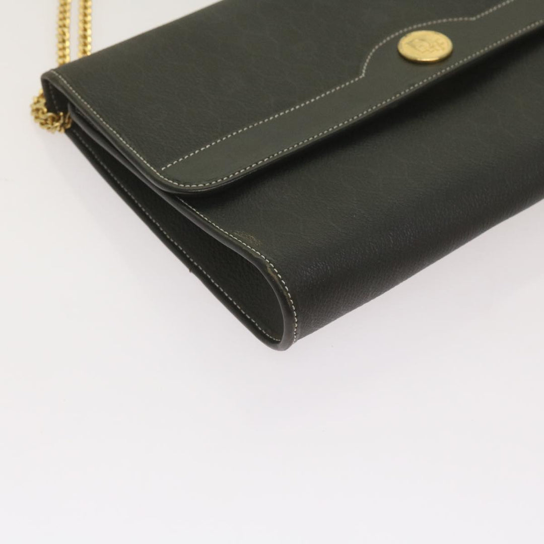 CHRISTIAN Top quality Dior Honeycomb Canvas Chain Shoulder Bag PVC Leather Black Auth ep3566