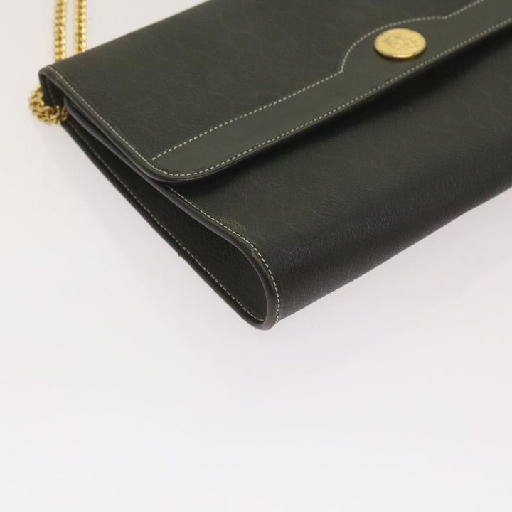CHRISTIAN Top quality Dior Honeycomb Canvas Chain Shoulder Bag PVC Leather Black Auth ep3566