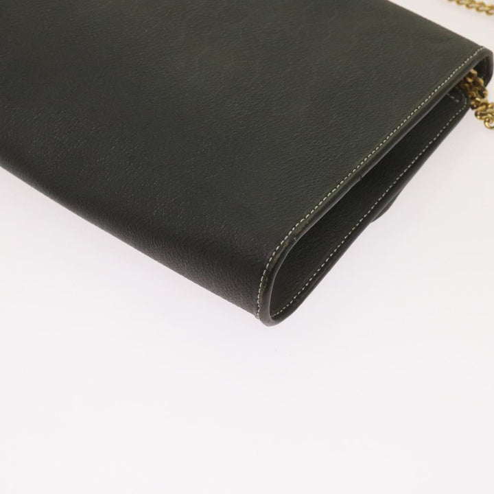 CHRISTIAN Top quality Dior Honeycomb Canvas Chain Shoulder Bag PVC Leather Black Auth ep3566