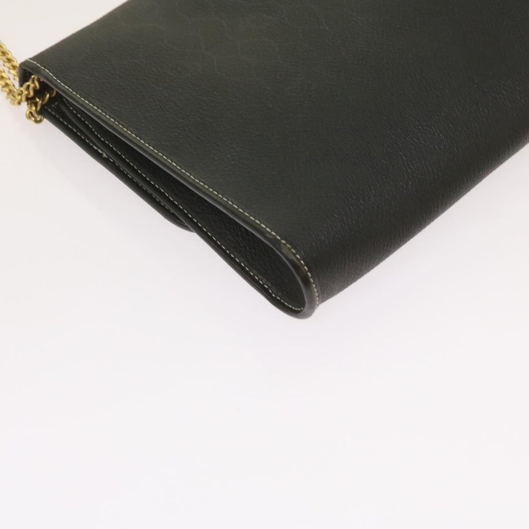 CHRISTIAN Top quality Dior Honeycomb Canvas Chain Shoulder Bag PVC Leather Black Auth ep3566