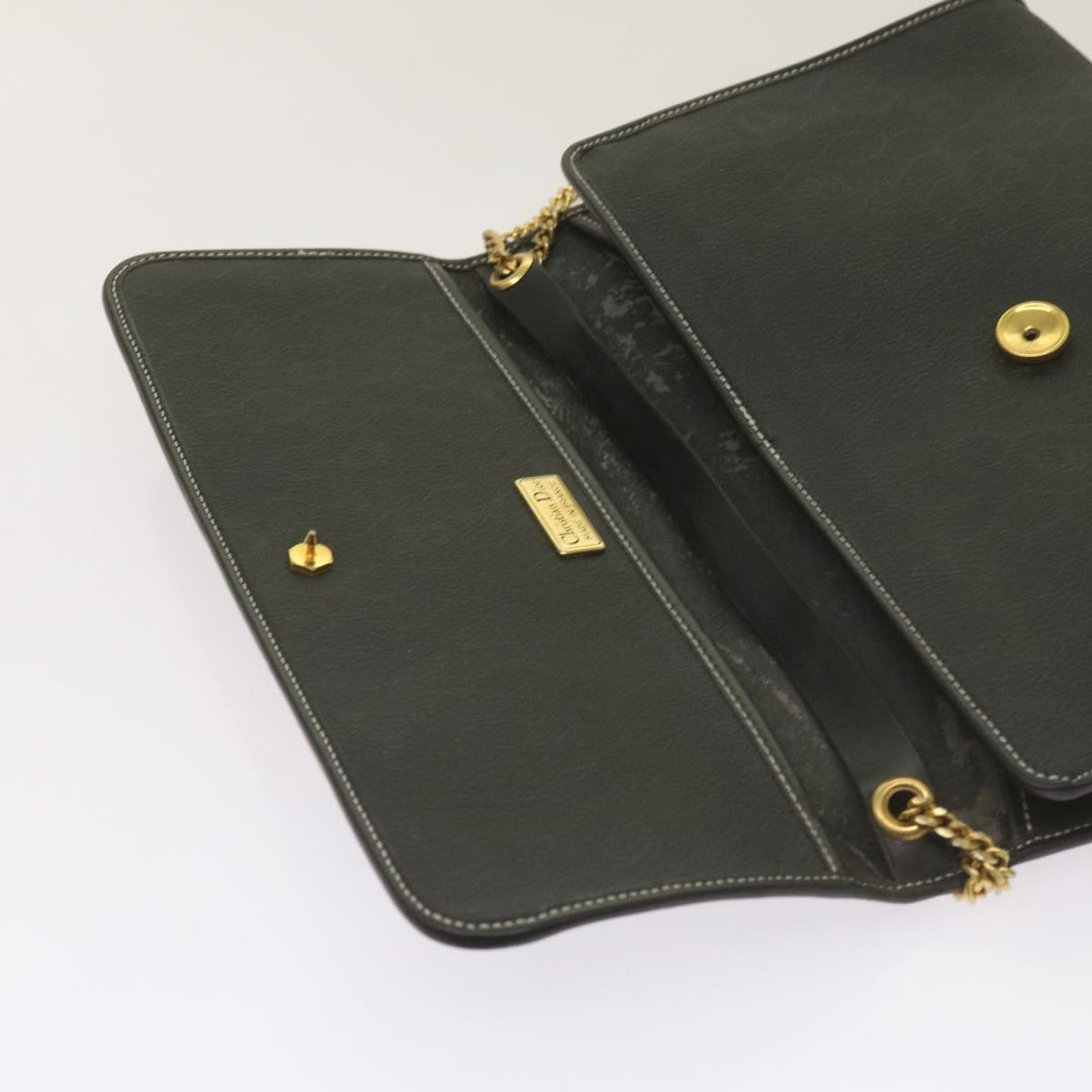 CHRISTIAN Top quality Dior Honeycomb Canvas Chain Shoulder Bag PVC Leather Black Auth ep3566