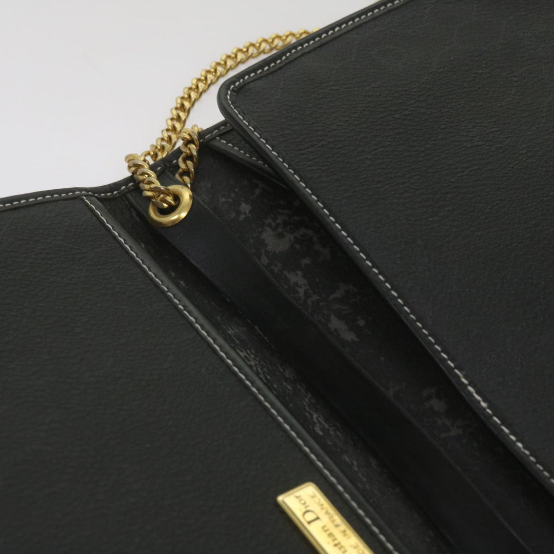 CHRISTIAN Top quality Dior Honeycomb Canvas Chain Shoulder Bag PVC Leather Black Auth ep3566