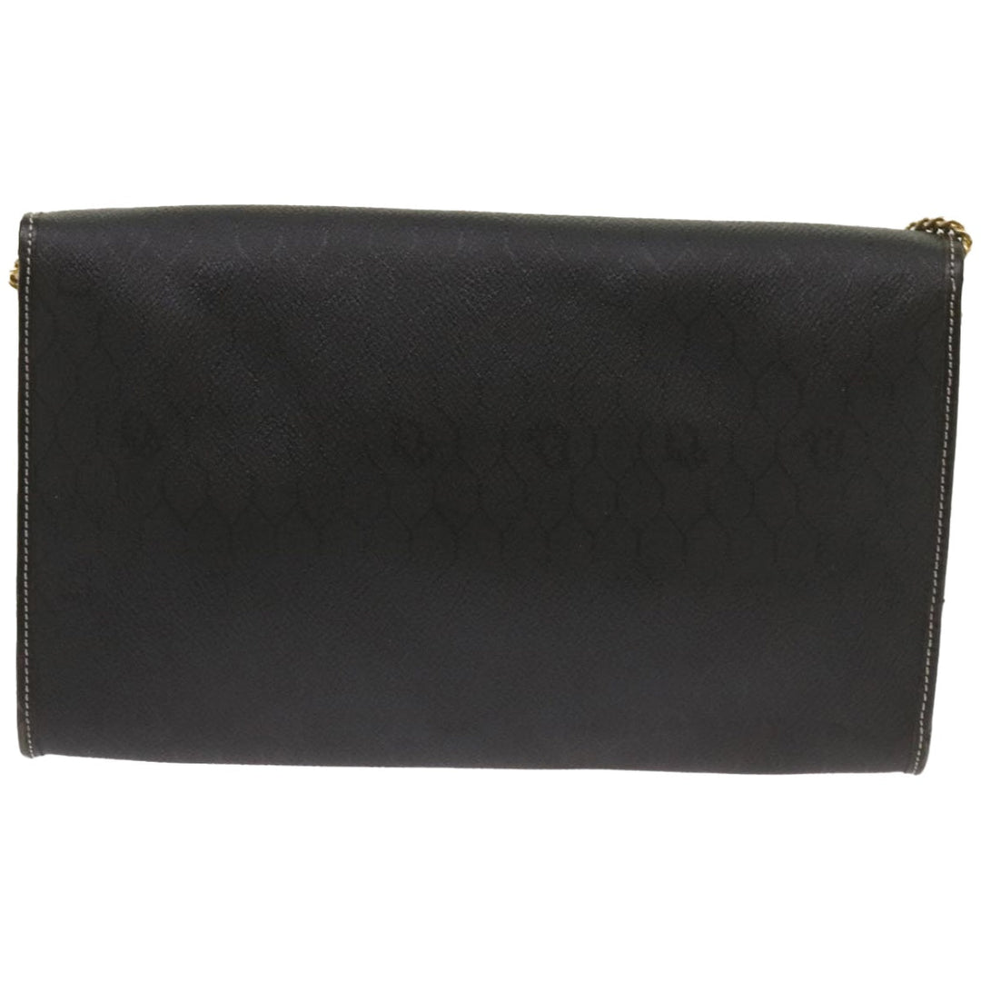 CHRISTIAN Top quality Dior Honeycomb Canvas Chain Shoulder Bag PVC Leather Black Auth ep3566