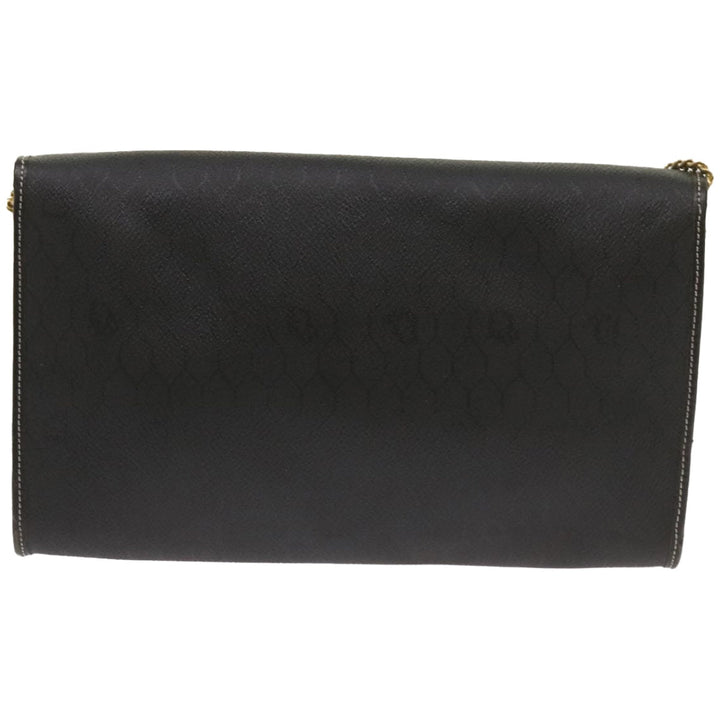 CHRISTIAN Top quality Dior Honeycomb Canvas Chain Shoulder Bag PVC Leather Black Auth ep3566