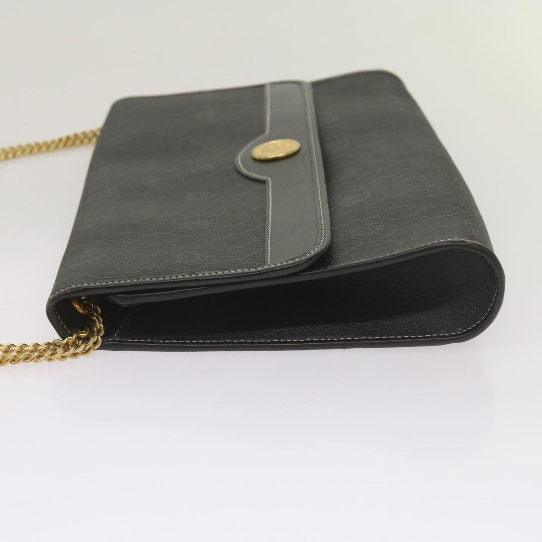 CHRISTIAN Top quality Dior Honeycomb Canvas Chain Shoulder Bag PVC Leather Black Auth ep3566