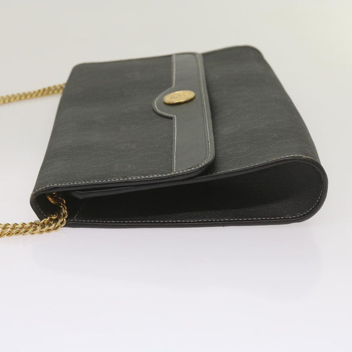 CHRISTIAN Top quality Dior Honeycomb Canvas Chain Shoulder Bag PVC Leather Black Auth ep3566