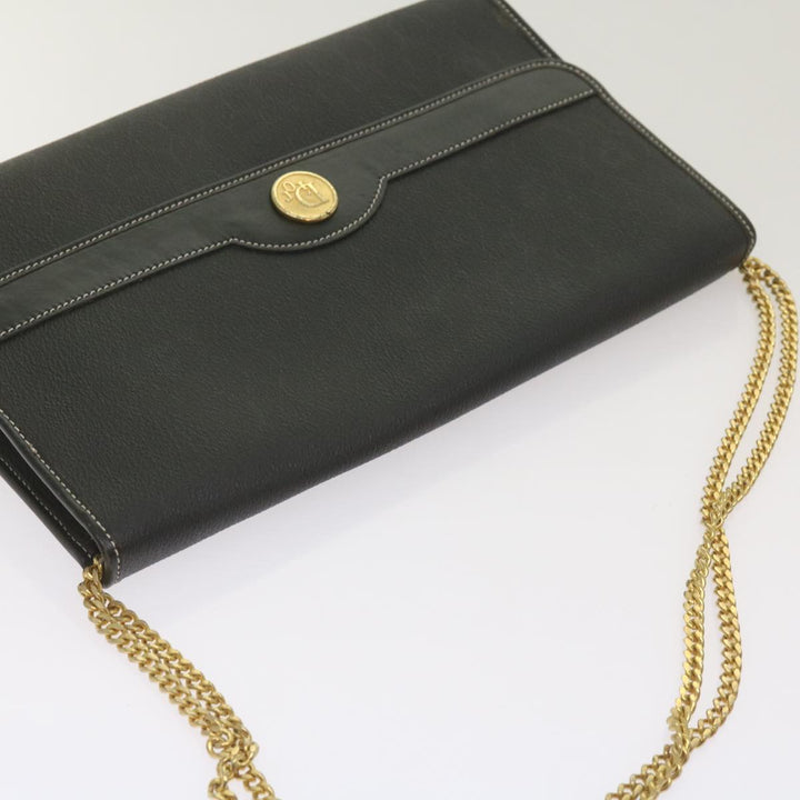 CHRISTIAN Top quality Dior Honeycomb Canvas Chain Shoulder Bag PVC Leather Black Auth ep3566