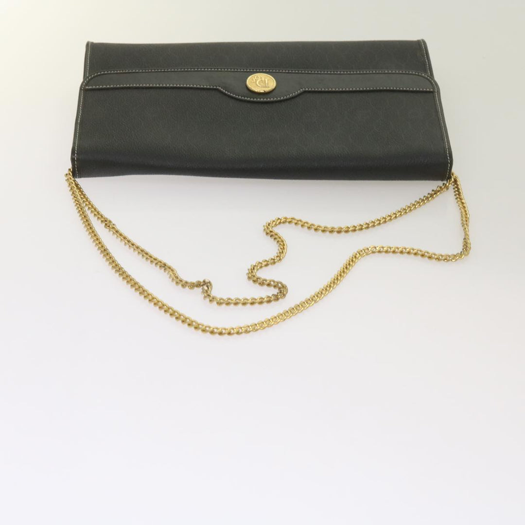 CHRISTIAN Top quality Dior Honeycomb Canvas Chain Shoulder Bag PVC Leather Black Auth ep3566