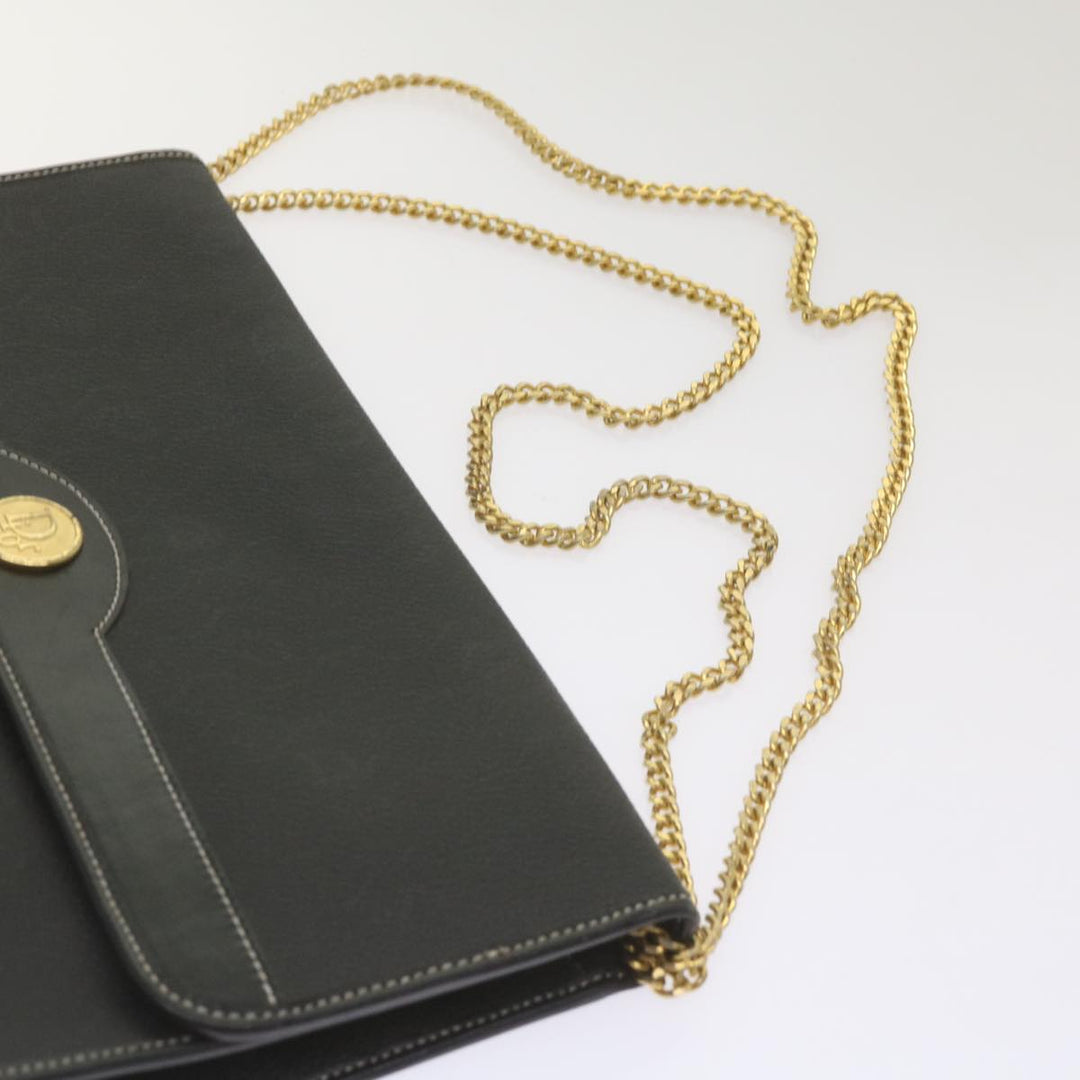 CHRISTIAN Top quality Dior Honeycomb Canvas Chain Shoulder Bag PVC Leather Black Auth ep3566