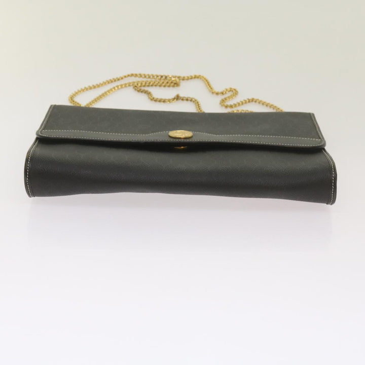 CHRISTIAN Top quality Dior Honeycomb Canvas Chain Shoulder Bag PVC Leather Black Auth ep3566