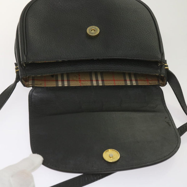 BurberrySs Shoulder Bag Leather Black Auth ep3585