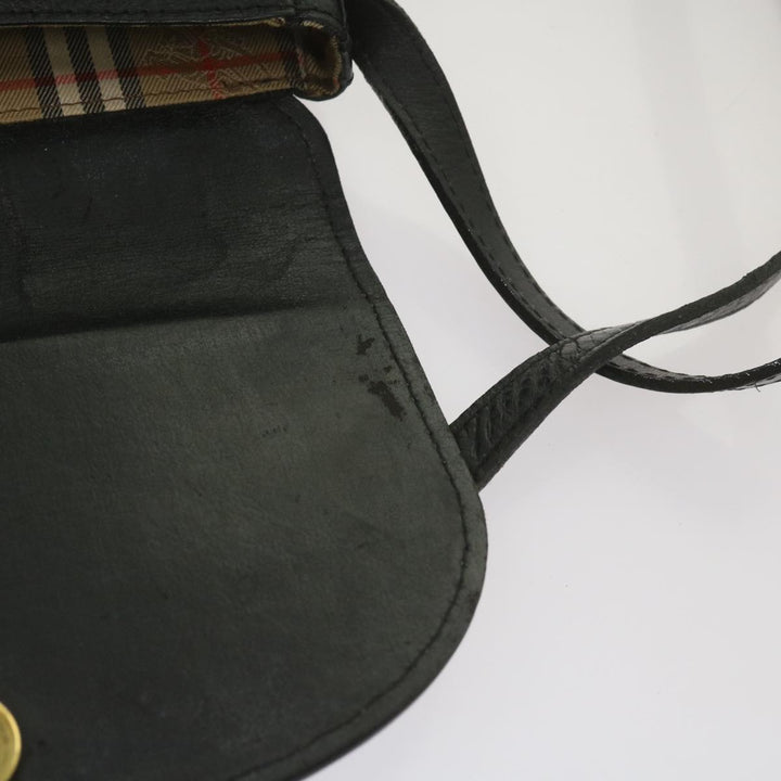 BurberrySs Shoulder Bag Leather Black Auth ep3585