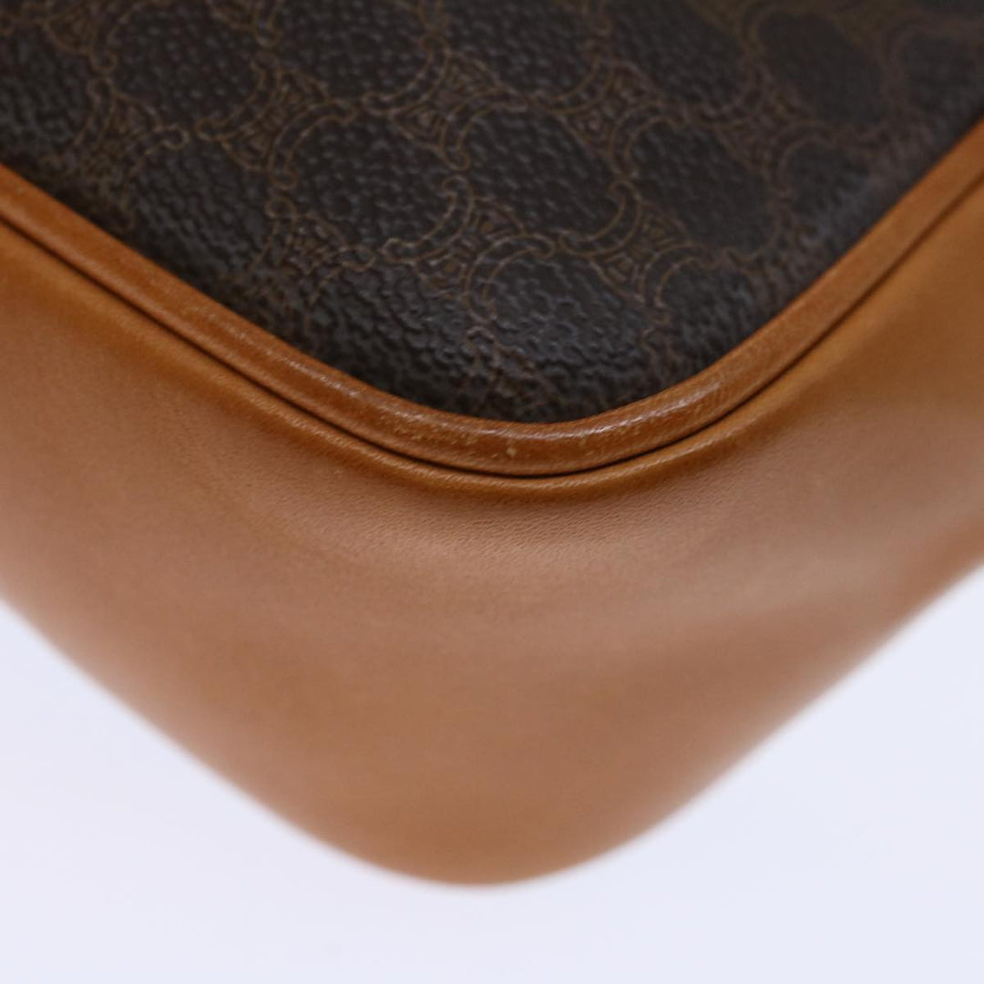 Celine Macadam Canvas Hand Bag PVC Brown Auth ep3632