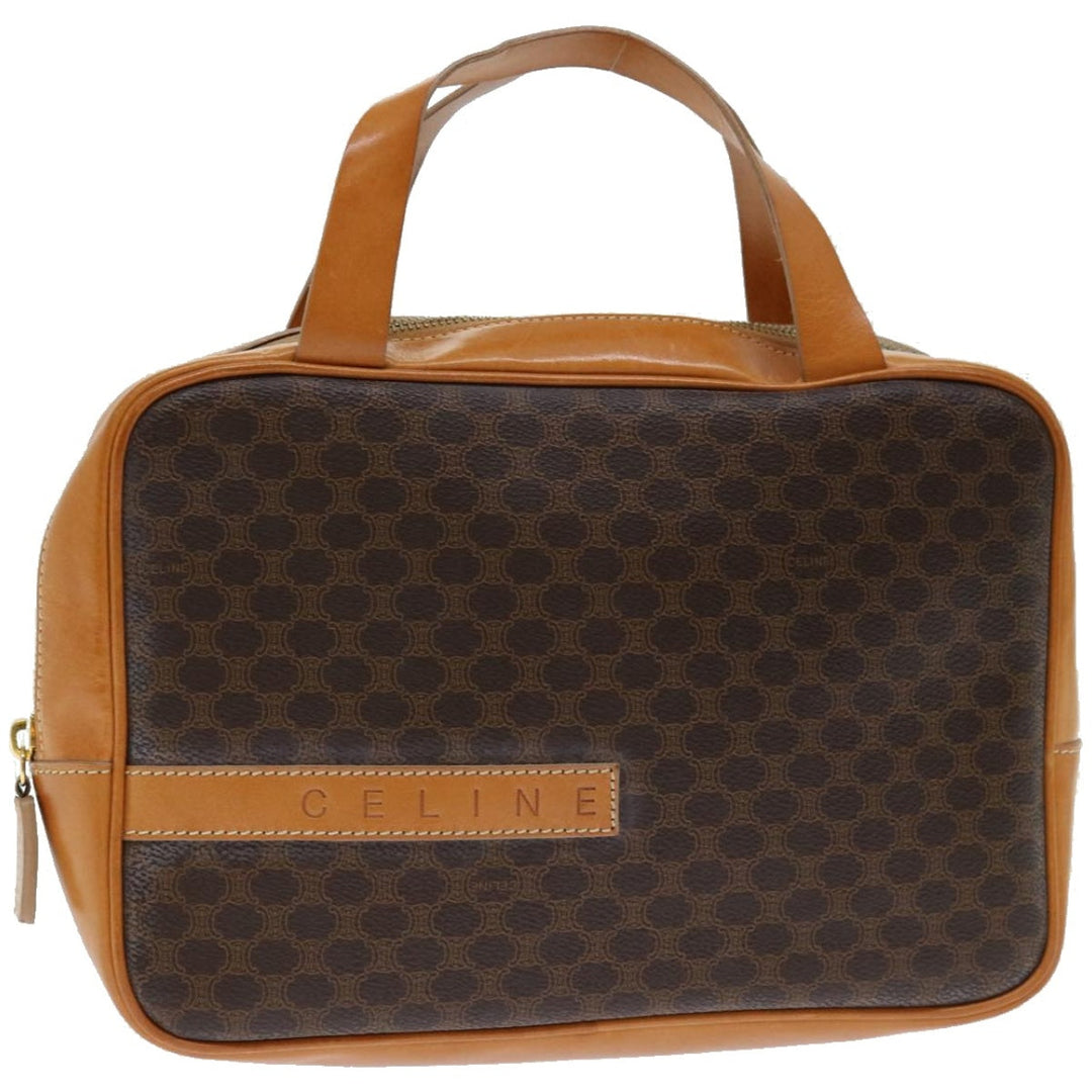 Celine Macadam Canvas Hand Bag PVC Brown Auth ep3632