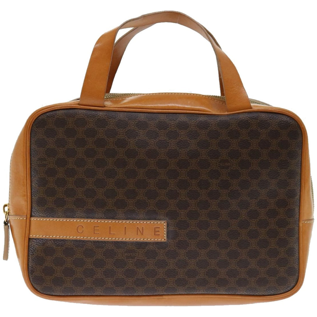 Celine Macadam Canvas Hand Bag PVC Brown Auth ep3632