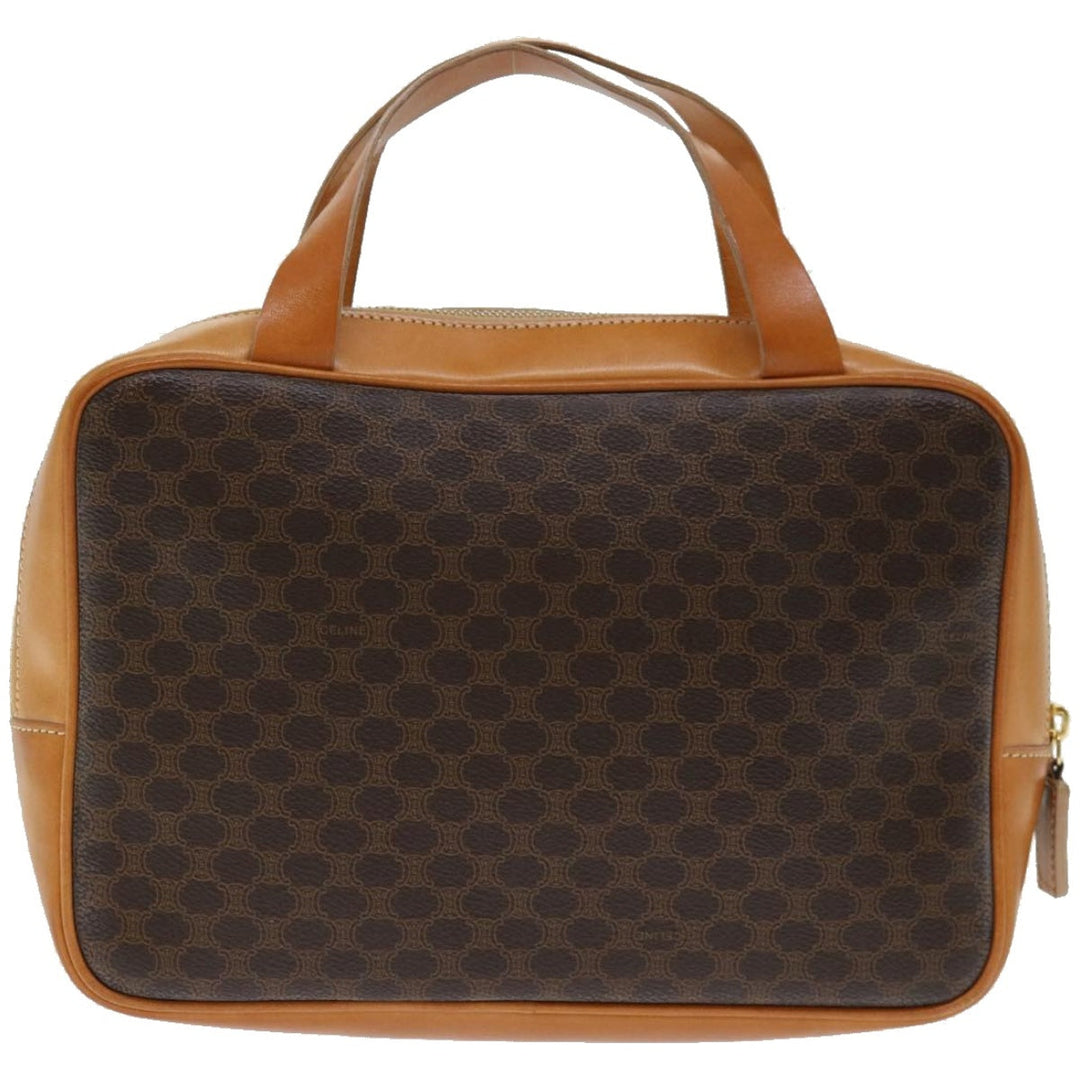 Celine Macadam Canvas Hand Bag PVC Brown Auth ep3632