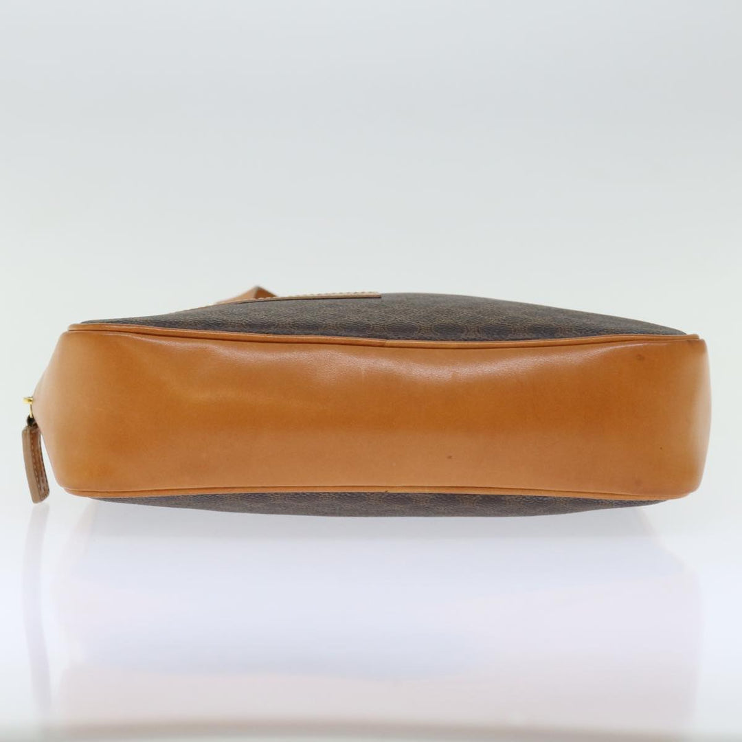 Celine Macadam Canvas Hand Bag PVC Brown Auth ep3632