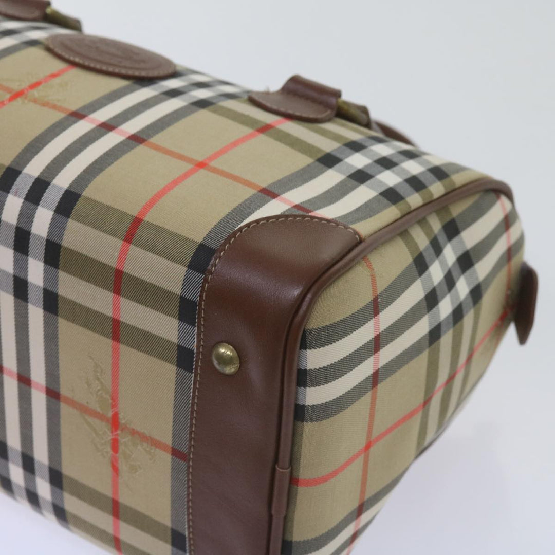 BurberrySs Nova Check Boston Bag Canvas Beige Auth ep3638