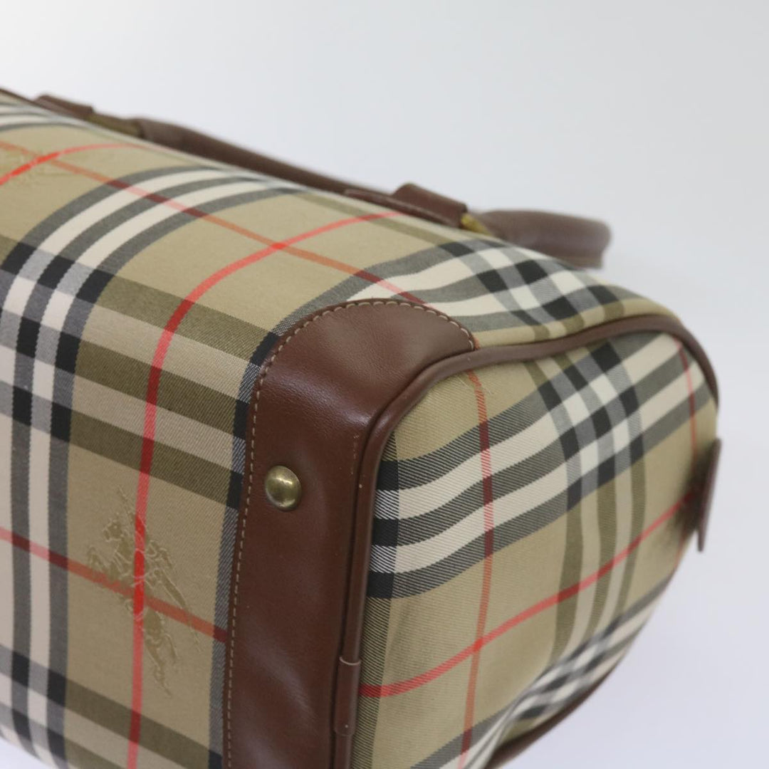 BurberrySs Nova Check Boston Bag Canvas Beige Auth ep3638